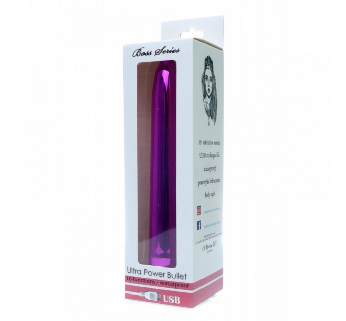 Вибропуля Ultra Power Bullet USB Glossy Pink 10 режимов вибрации