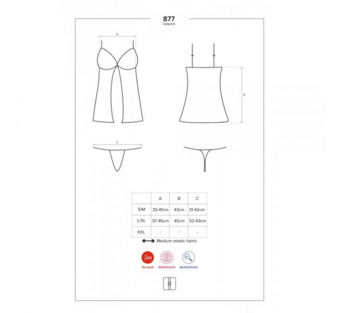 Бебидолл Obsessive 877-BAB-1 babydoll & thong L/XL