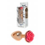 Анальна пробка з рожевою трояндочкою Plug-Jewellery Red Gold PLUG ROSE-Pink
