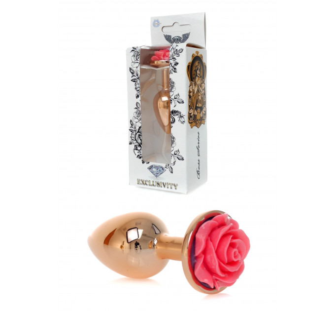 Анальна пробка з рожевою трояндочкою Plug-Jewellery Red Gold PLUG ROSE-Pink