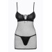 Cорочка сетка Obsessive Redella трусики в комплекте, черный, S/M