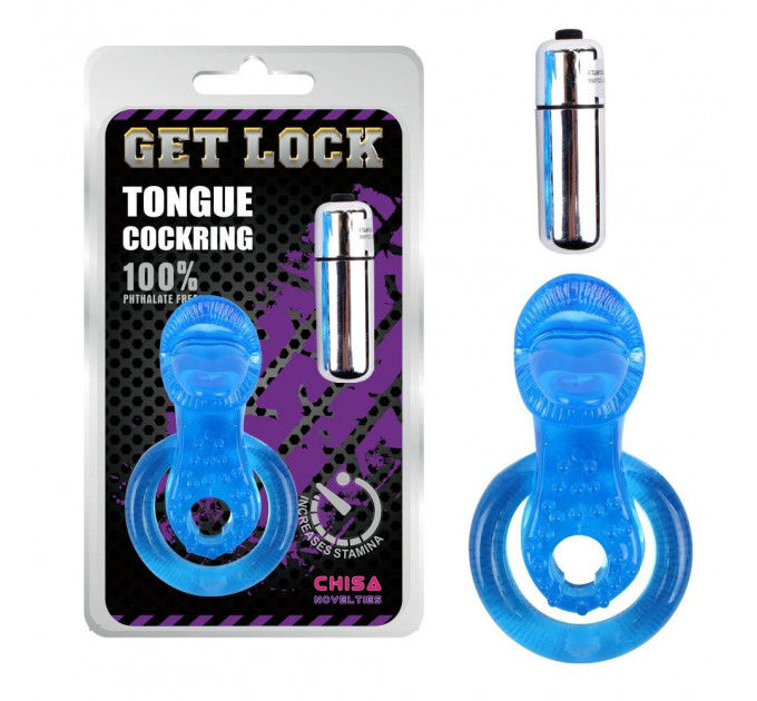 Ерекційне кільце з вібрацією та стимулятором клітора Chisa GET LOCK Cocking, синє