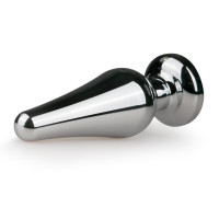 Анальний затор Easytoys з каменем Metal Butt Plug No. 11 - Silver/Pink