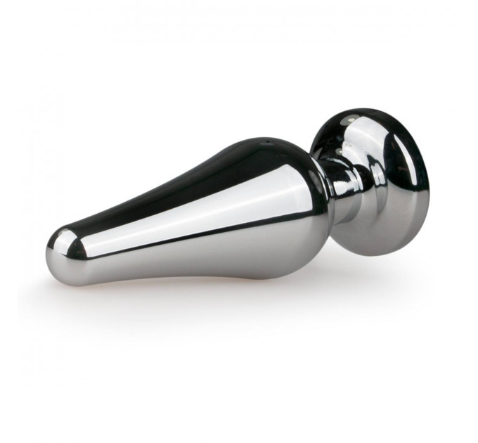 Анальний затор Easytoys з каменем Metal Butt Plug No. 11 - Silver/Pink