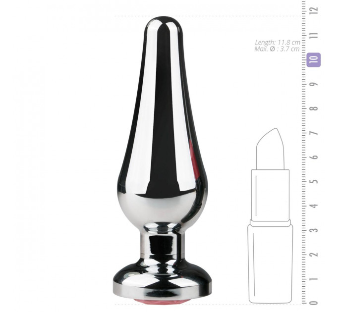 Анальний затор Easytoys з каменем Metal Butt Plug No. 11 - Silver/Pink
