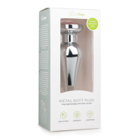 Анальний затор Easytoys з каменем Metal Butt Plug No. 11 - Silver/Pink