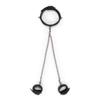 Нашийник з поножами, чорний Leather Collar With Anklecuff