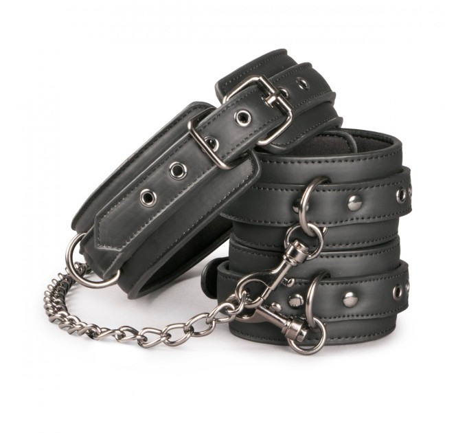 Ошейник с поножами, черный Leather Collar With Anklecuff