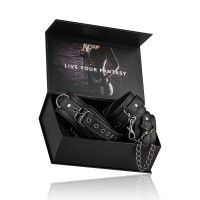 Нашийник з поножами, чорний Leather Collar With Anklecuff