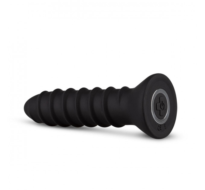 Вибратор анальный с рельефом EasyToys Screwed черный, S