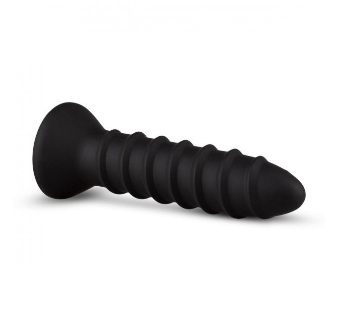 Вибратор анальный с рельефом EasyToys Screwed черный, S