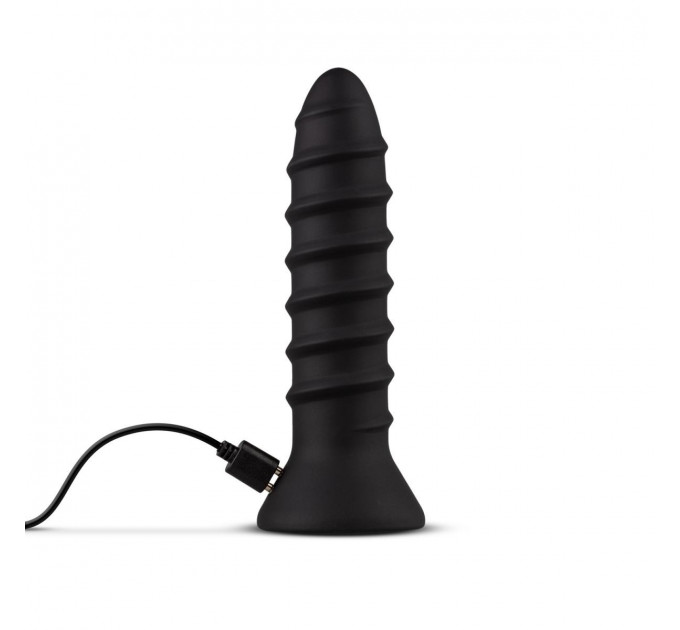 Вибратор анальный с рельефом EasyToys Screwed черный, S