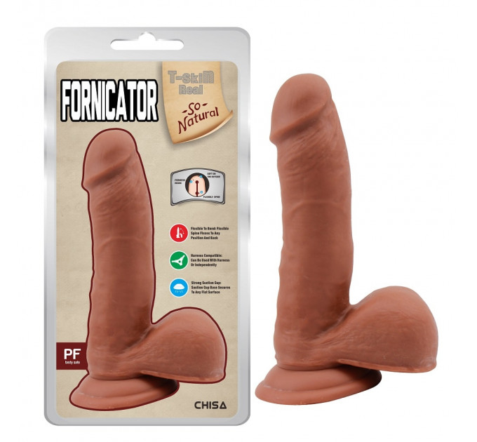 Фаллоимитатор реалистичный на присоске Сhisa T-skin ReaL Fornicator мулат, 19 х 4 см