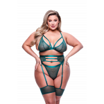 Сексуальный комплект белья Queen Size Baci, полупрозрачный, 4 детали, зеленый