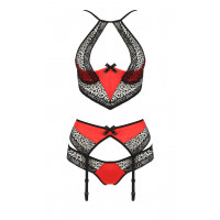 Комплект білизни з поясом для панчох SCARLET SET red S/M - Passion