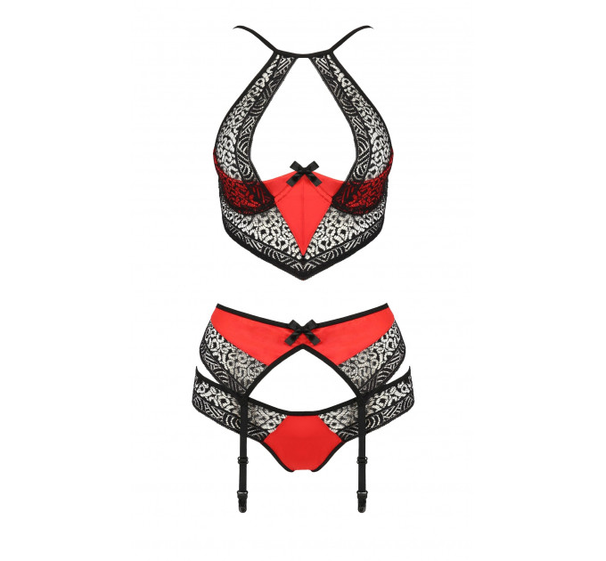 Комплект белья с поясом для чулков SCARLET SET red S/M - Passion