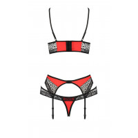 Комплект білизни з поясом для панчох SCARLET SET red S/M - Passion
