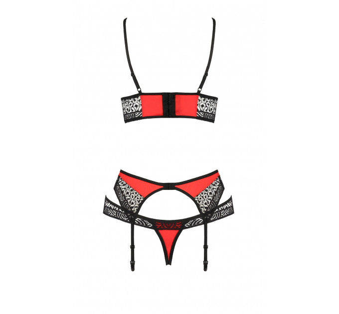 Комплект белья с поясом для чулков SCARLET SET red S/M - Passion