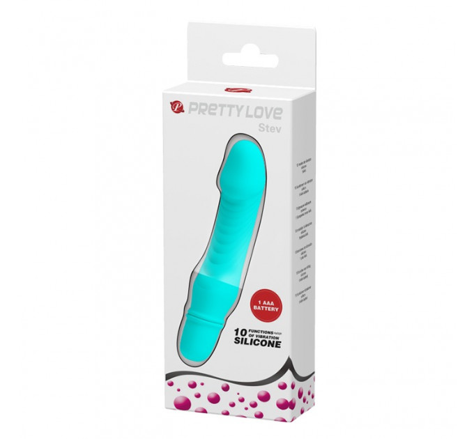 Мини вибратор реалистичный PRETTY LOVE Stev, голубой