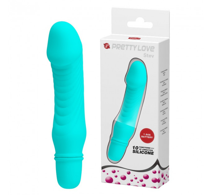 Мини вибратор реалистичный PRETTY LOVE Stev, голубой