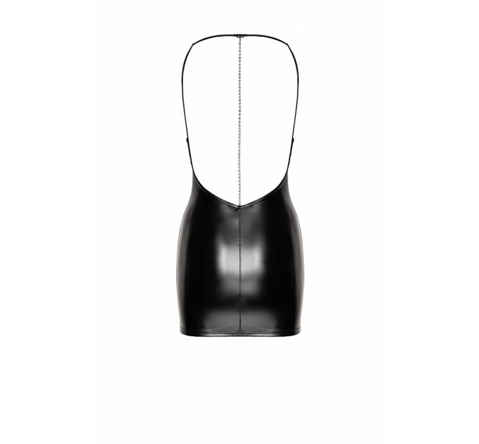 Платье винил, F307 Noir Handmade Mirage, с дорожкой страз по спине, черное, размер М