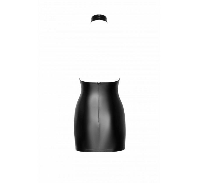 Платье виниловое с полупрозрачным верхом F311 Noir Handmade Eros, с цветочным узором, черное, M