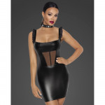 Платье из винила с сетчатыми вставками Noir Handmade F257 черное, S