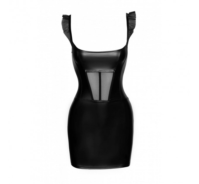 Платье из винила с сетчатыми вставками Noir Handmade F257 черное, S