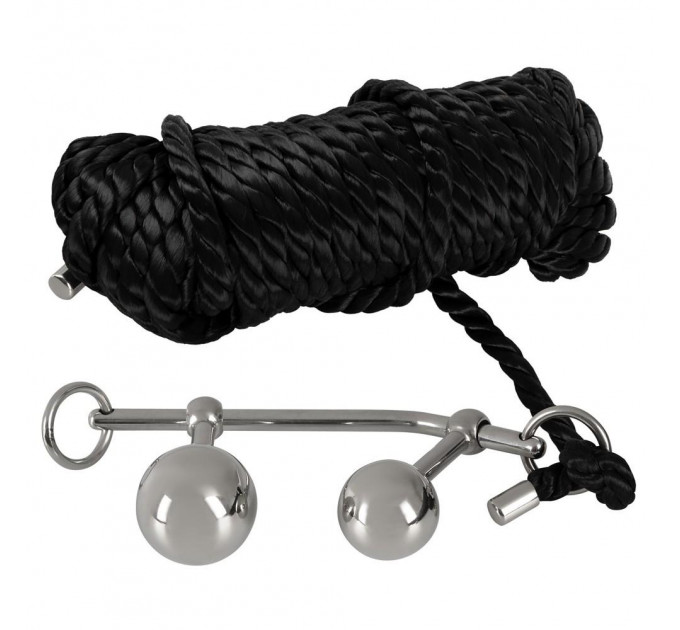 Система фиксации с бондажной веревкой и анальными пробками You2Toys Plugs Bondage, черная, 10 м, 3.2