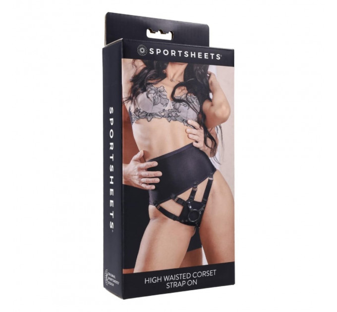 Трусики для страпона Sportsheets Corset с кольцевым креплением, черные
