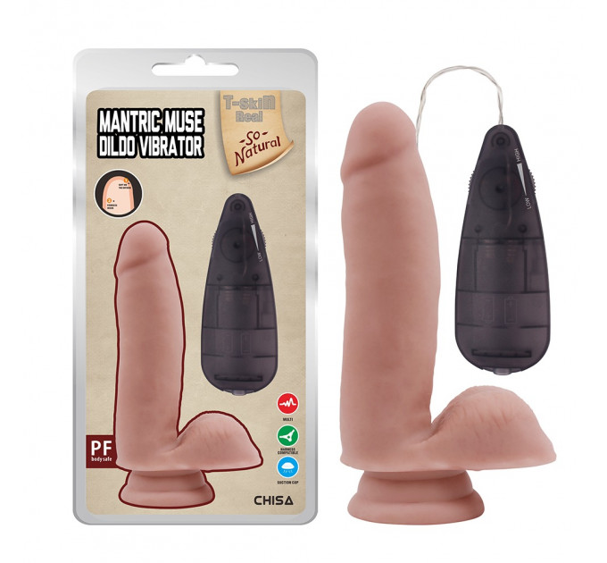 Вибратор реалистичный Chisa T-skin ReaL, с пультом, бежевый, 17.5 х 3.8 см
