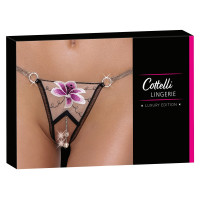 Стринги с цветочной вышивкой и открытым доступом Cottelli String Flower, S/M