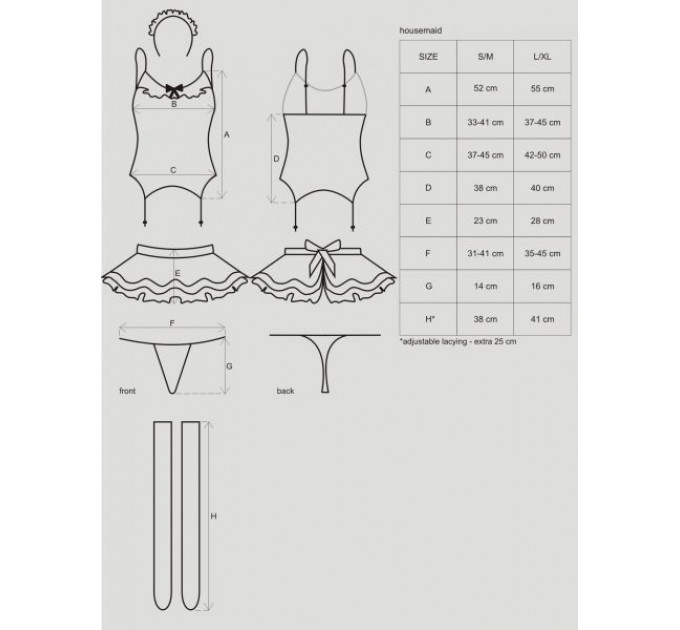 Костюм горничной Obsessive Housemaid L/XL черно-белый