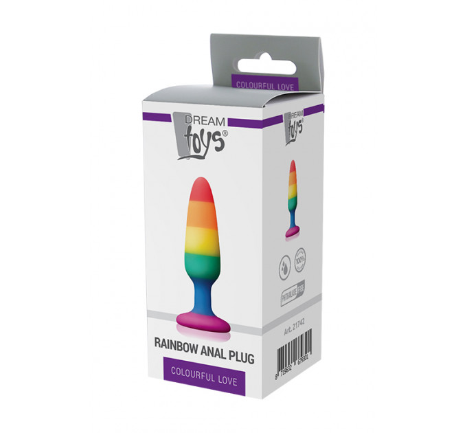 Радужная анальная пробка COLOURFUL LOVE RAINBOW ANAL PLUG SMALL