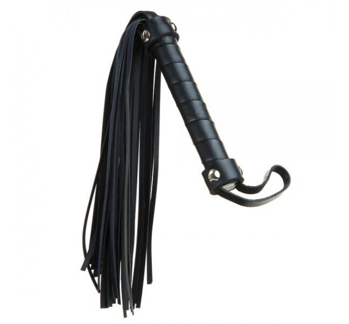 F61419 Плетка из экокожи c узкими хвостами FLOGGER BLACK