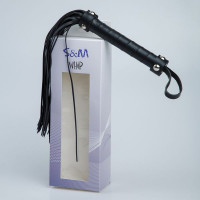 F61419 батіг з екошкіри c вузькими хвостами FLOGGER BLACK