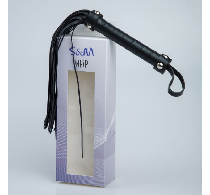 F61419 Плетка из экокожи c узкими хвостами FLOGGER BLACK