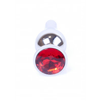 Анальна пробка із червоним кристалом Plug-Jewellery Silver BUTT PLUG- Red