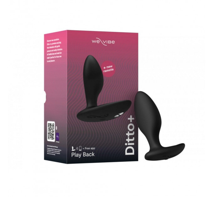 Анальная пробка з вибрацией We-Vibe Ditto+ Satin Black с пультом и управлением с телефона