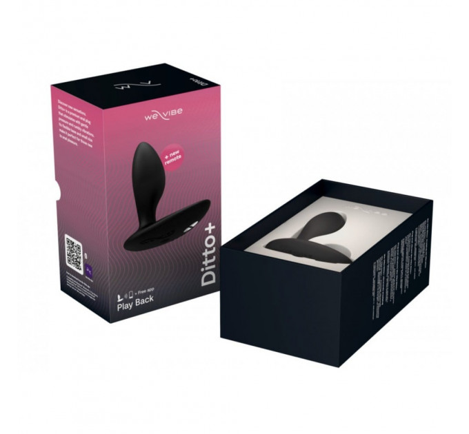 Анальная пробка з вибрацией We-Vibe Ditto+ Satin Black с пультом и управлением с телефона