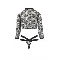 Боді з довгими рукавами та відкритими грудьми LETICIA BODY black S/M - Passion
