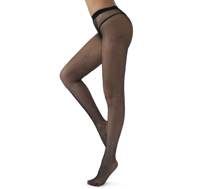 Колготки в сеточку со стразами Star Night черные, XS-L