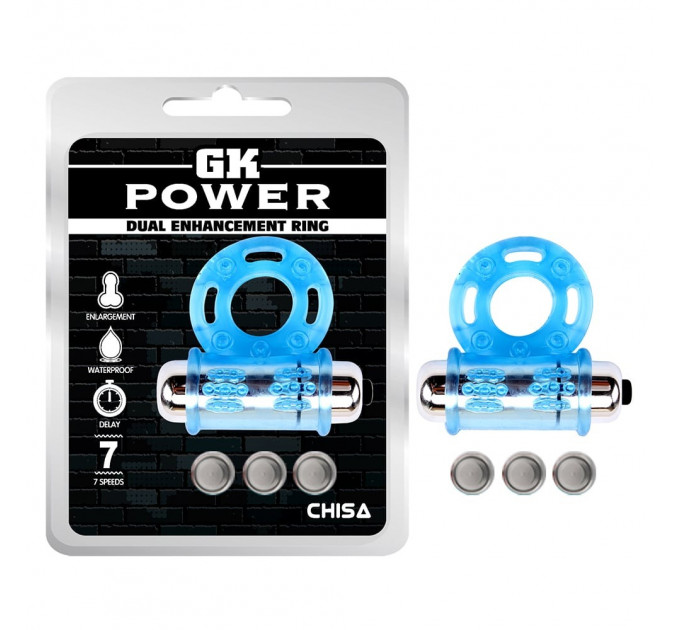 Ерекційне кільце з віброкулею Chisa GK Power, блакитне
