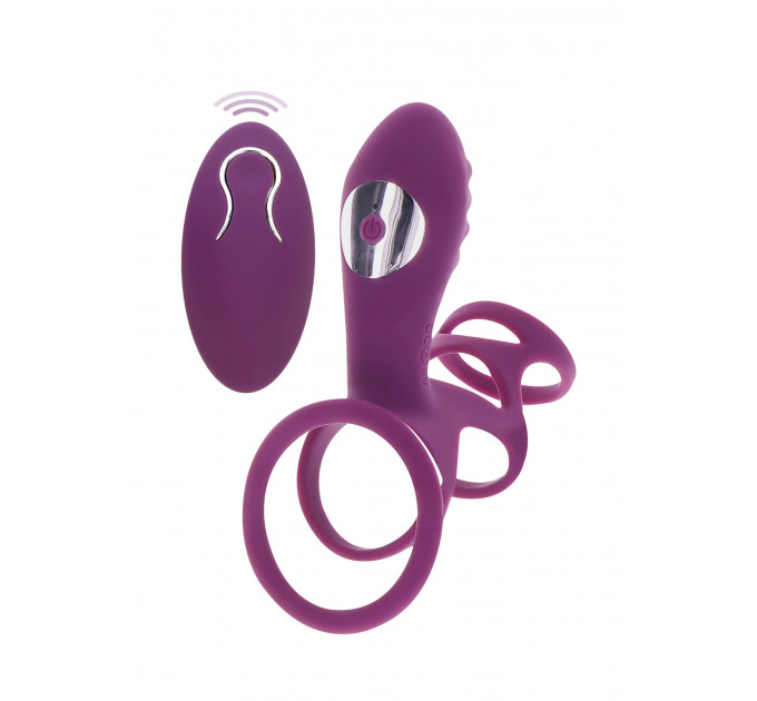 Ерекційне вібро кільце ToyJoy Halo Halo C-Ring Sleeve з кліторальним відростком, фіолетове