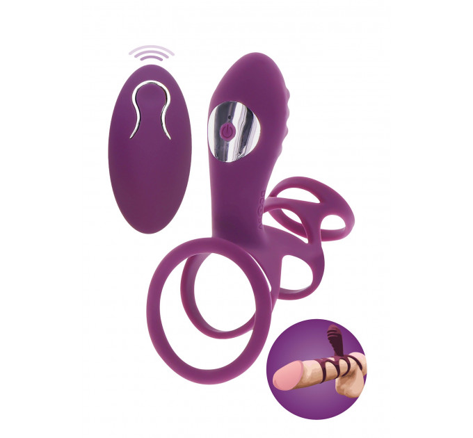 Ерекційне вібро кільце ToyJoy Halo Halo C-Ring Sleeve з кліторальним відростком, фіолетове