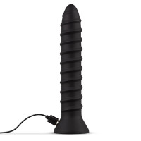 Вибратор анальный с рельефом EasyToys Screwed, черный, L