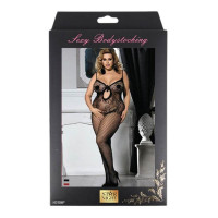 Бодістокінг сіткою та з ажурними вставками Star Night чорний, L-2XL(Plus Size)