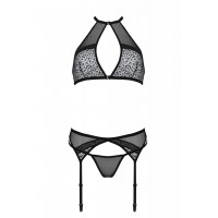 Комплект білизни з поясом для панчох SATARA SET black S/M - Passion
