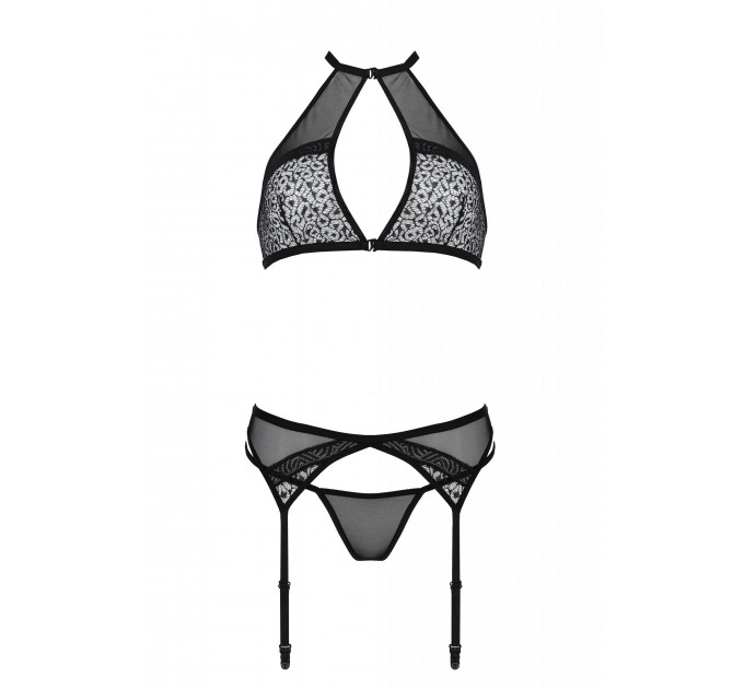 Комплект белья с поясом для чулков SATARA SET black S/M - Passion