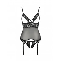 Корсет з відкритими грудьми S/M black DIABOLINA CORSET - Passion